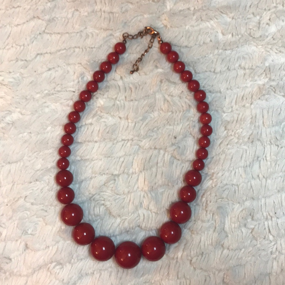 Red vintage beaded necklace